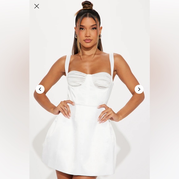 Elegant White Mini Dress - Picture 2 of 5